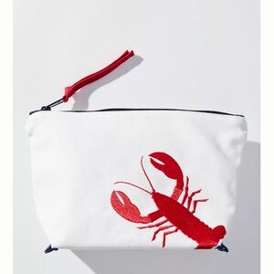 Shiraleah for Anthropologie White Pouch with Red Lobster Motif